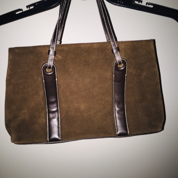 🤎 Ann Taylor Chocolate suede shoulder tote - Picture 5 of 11